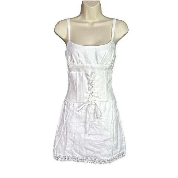 NWT Reformation Ainsley Size 2 Linen Mini Linen Dress New $248